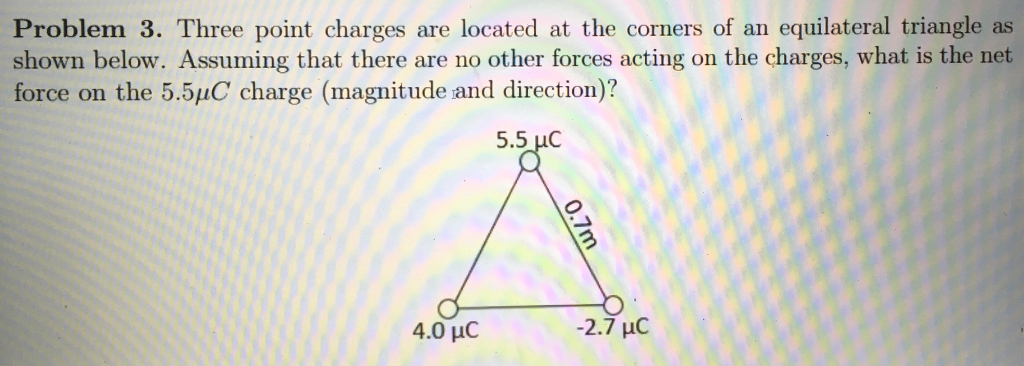 Solved Problem 3. Three point charges are located at the | Chegg.com
