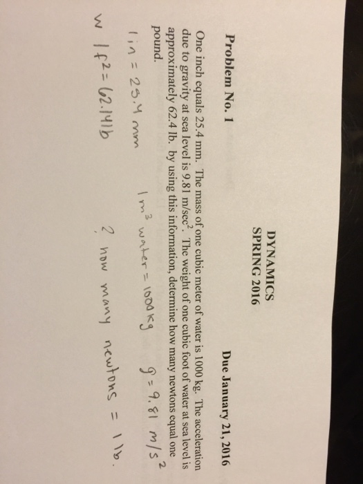 Solved One Inch Equals 25 4 Mm The Mass Of One Cubic Meter Chegg