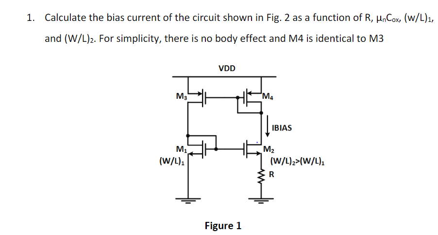 Solved 1. Calculate the bias current of the circuit shown in | Chegg.com
