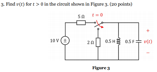 Solved 3. Find v(t) for t > 0 in the circuit shown in Figure | Chegg.com
