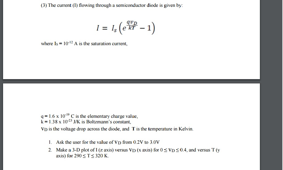 Solved The current (I) flowing through a semiconductor diode | Chegg.com