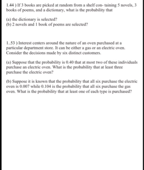 Solved If 3 books are picked at random form a shelf
