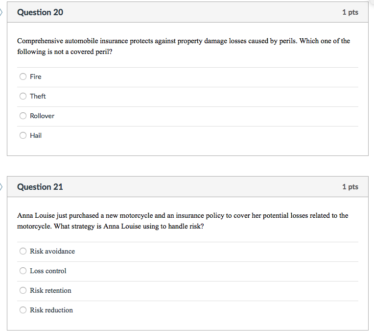 Solved Question 19 1 Pts An Umbrella Liability Policy | Chegg.com