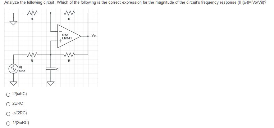 Solved Analyze the following circuit. Which of the following | Chegg.com