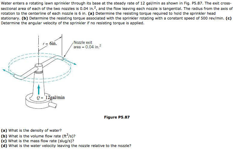 Solved Water enters a rotating lawn sprinkler through its