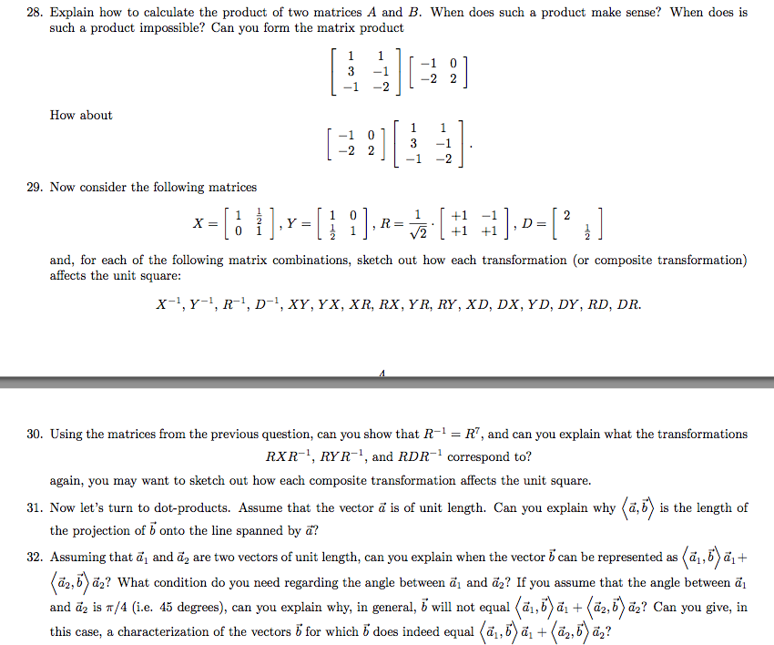 Solved Explain How To Calculate The Product Of Two Matrices | Chegg.com