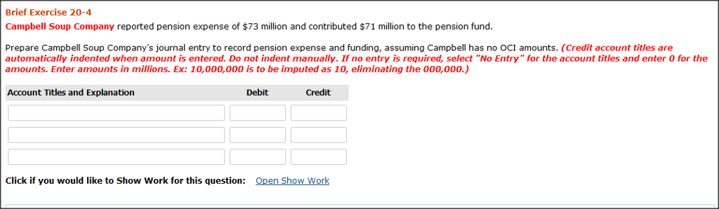 Solved Brief Exercise 20 4 Campbell Soup Company Reported Chegg