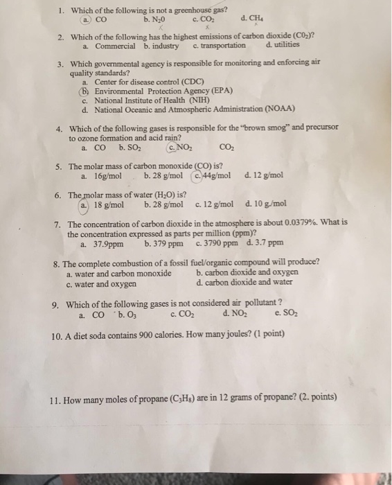 Solved Which of the following is not a greenhouse gas? CO | Chegg.com