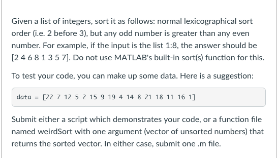 Solved Given a list of integers, sort it as follows: normal | Chegg.com