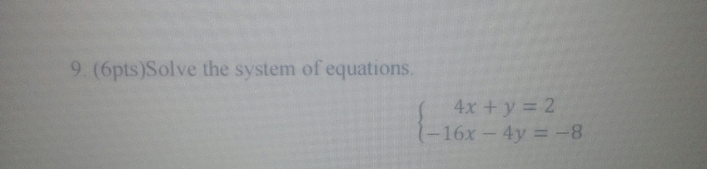 Solved Solve The System Of Equations {4x Y 2 16x 4y