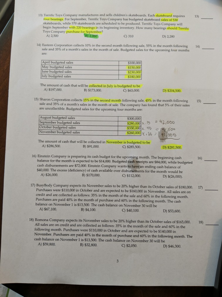 Solved 13) Terrific Toys Company manufactures and sells