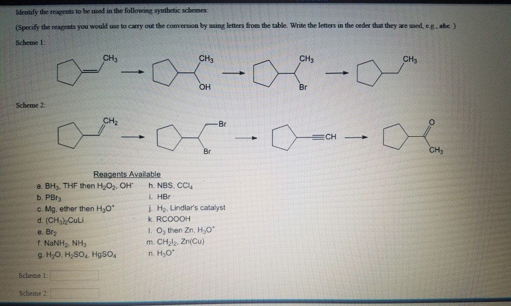 Solved Identify The Reagents To Be Used In The Following Chegg Com