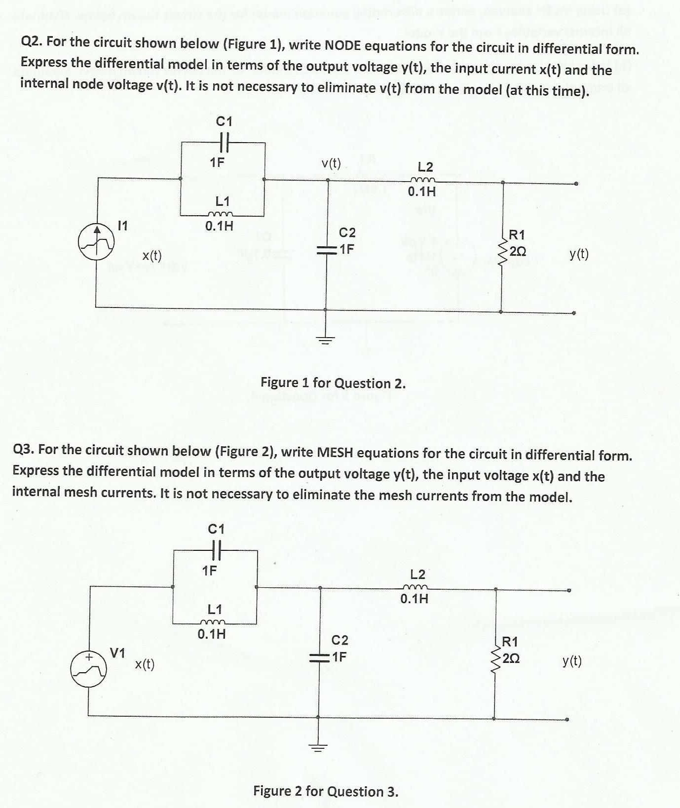 Solved For The Circuit Shown Below (Figure 1), Write NODE | Chegg.com