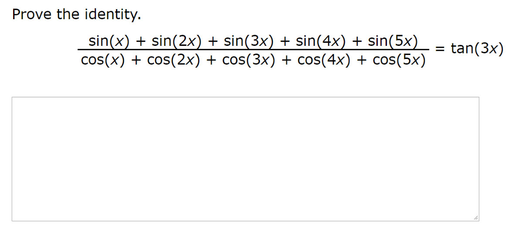 Solved Prove the identity. sin(x) sin(2x) + sin(3x) + | Chegg.com