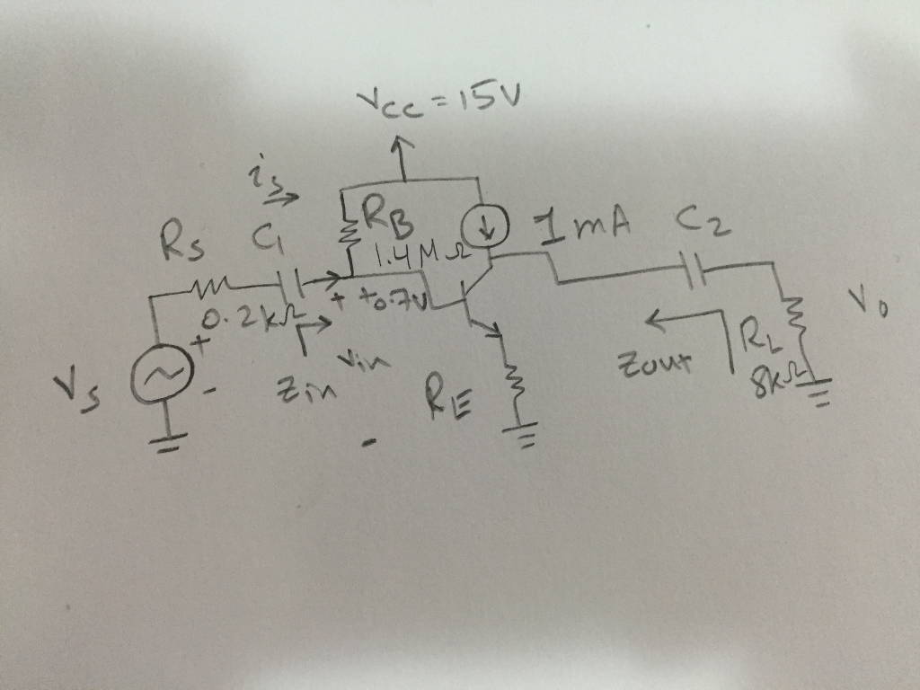 Solved For the amplifier circuit shown in Fig. 2, V_x = 0.7V | Chegg.com