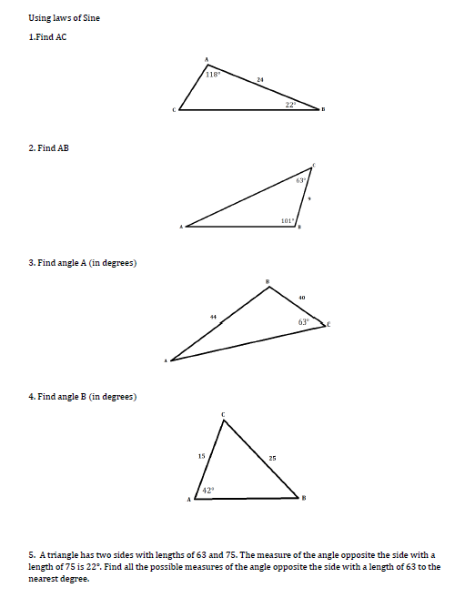 Solved Using laws of Sine 1.Find AC 118 2. Find AB 101