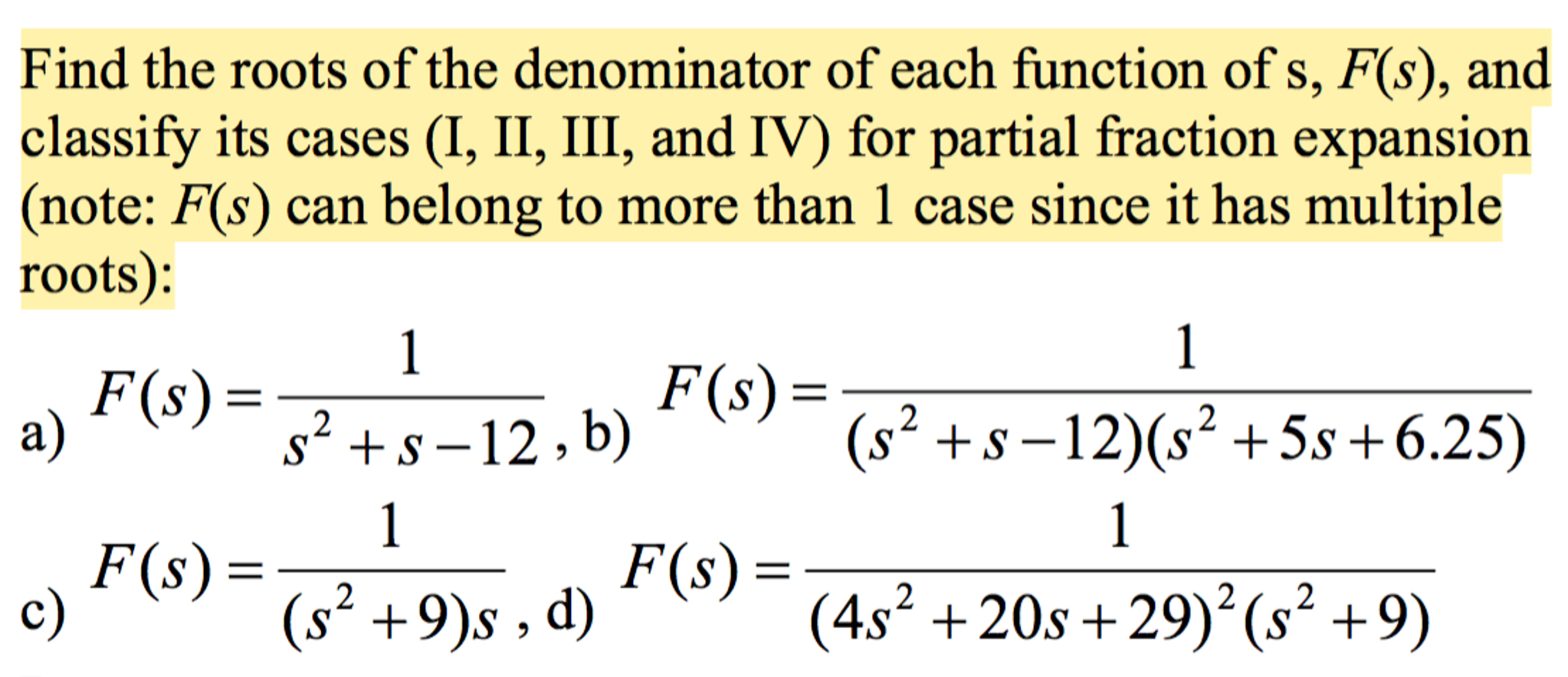 Solved Find the roots of the denominator of each function of | Chegg.com
