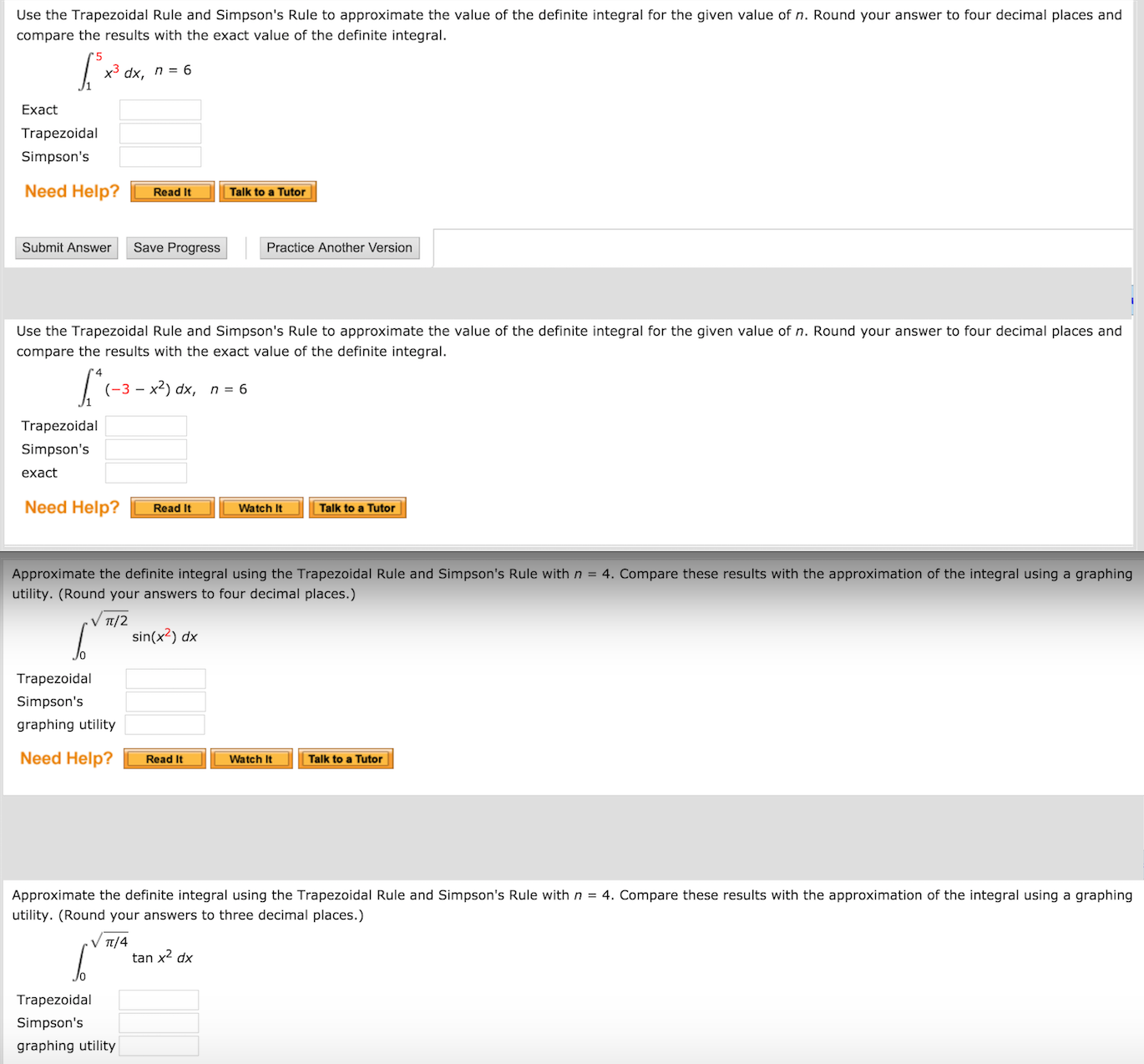 Solved Use The Trapezoidal Rule And Simpson's Rule To | Chegg.com