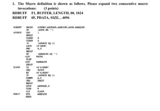 Solved 1. The Macro definition is shown as follows. Please | Chegg.com