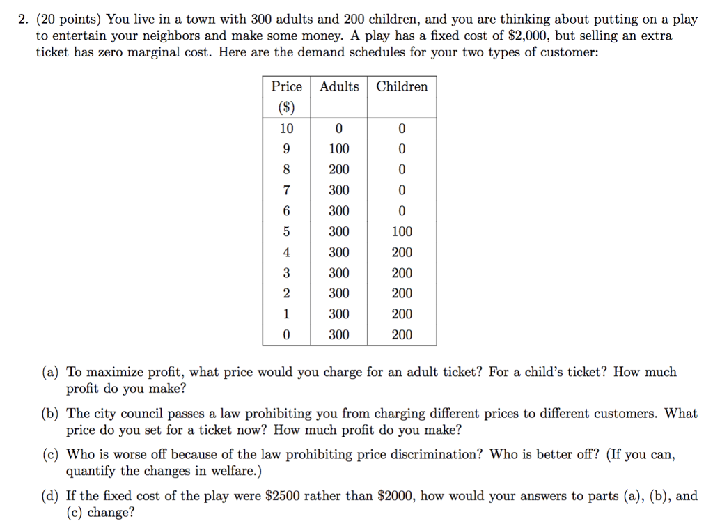 Solved 2. (20 points) You live in a town with 300 adults and | Chegg.com