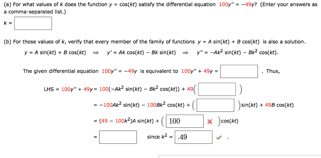 Solved A For What Values Of K Does The Function Y