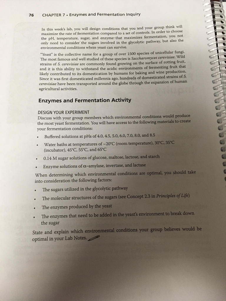 Solved 76 CHAPTER 7. Enzymes and Fermentation Inquiry In