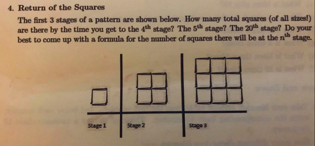 Solved 4 Return Of The Squares The First 3 Stages Of A Chegg