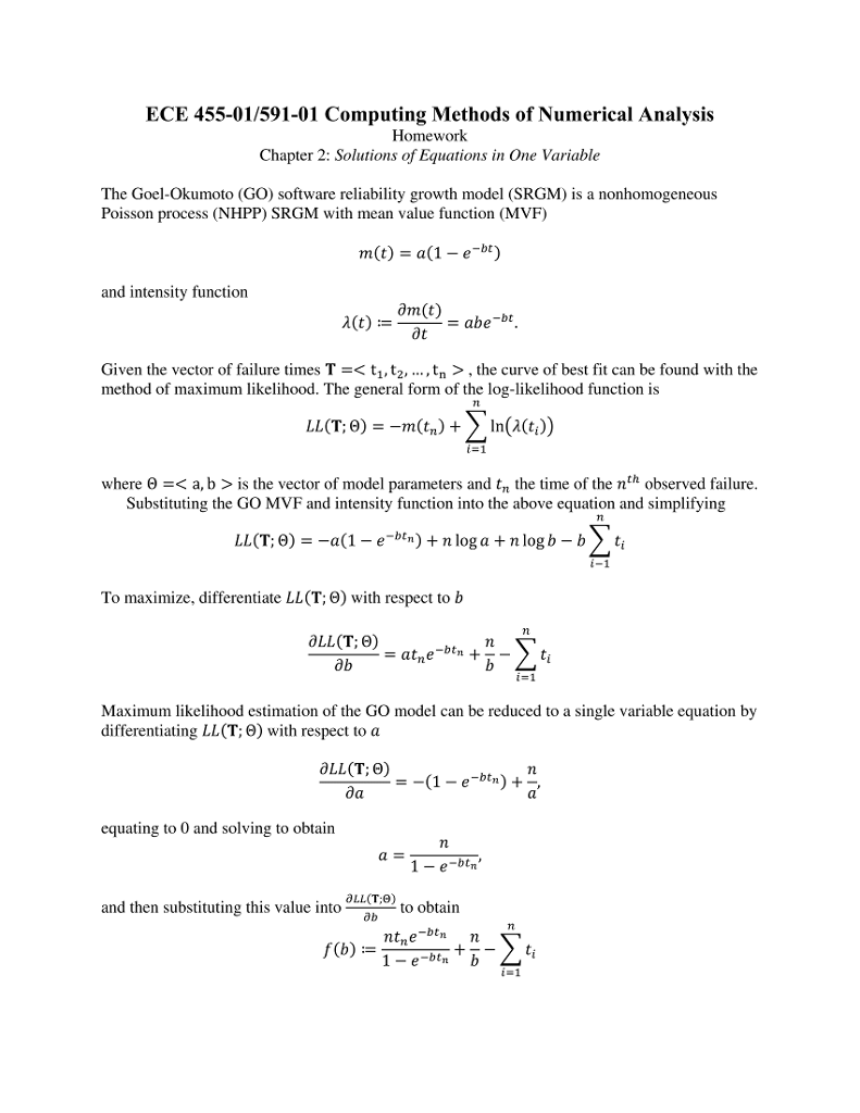 Solved ECE 45501/59101 Computing Methods of Numerical