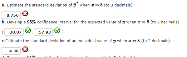 Solved A Estimate The Standard Deviation Of Y When X 8 9792