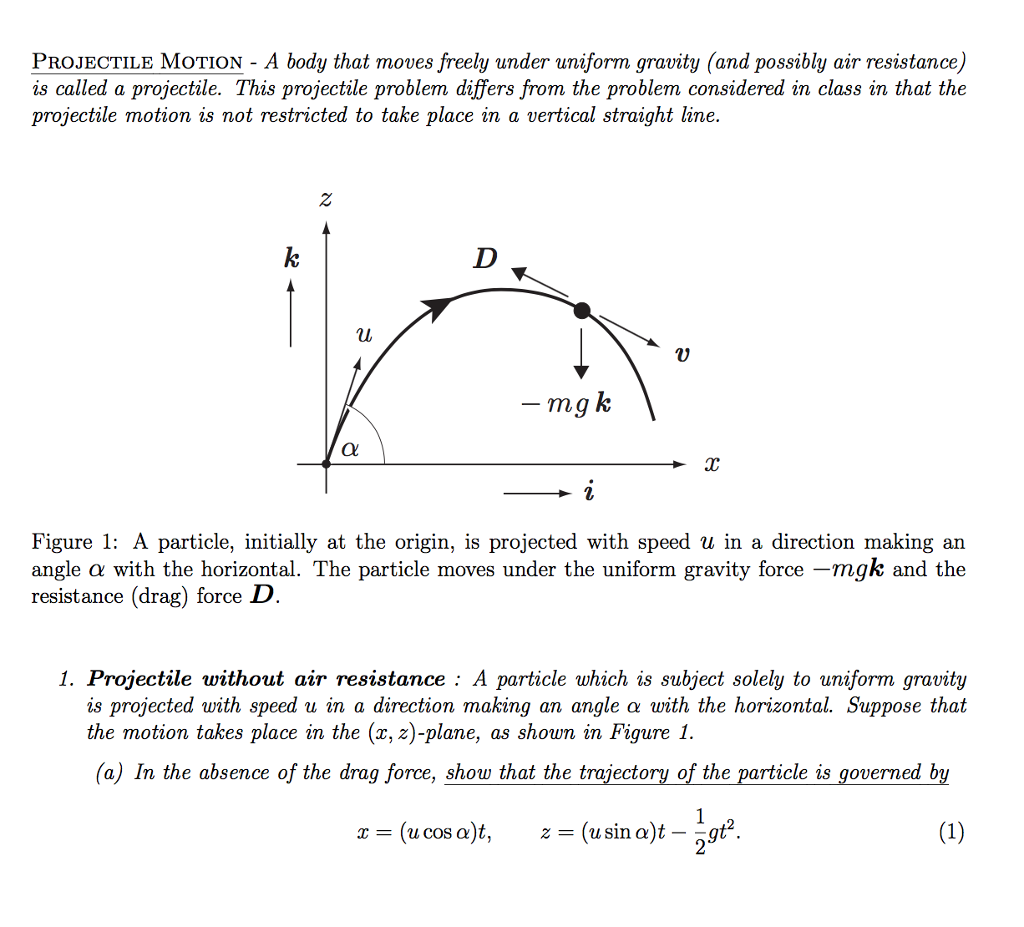 Solved PROJECTILE MOTION A body that moves freely under
