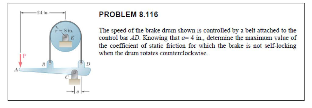 Solved 24 in PROBLEM 8.116 The speed of the brake drum shown | Chegg.com