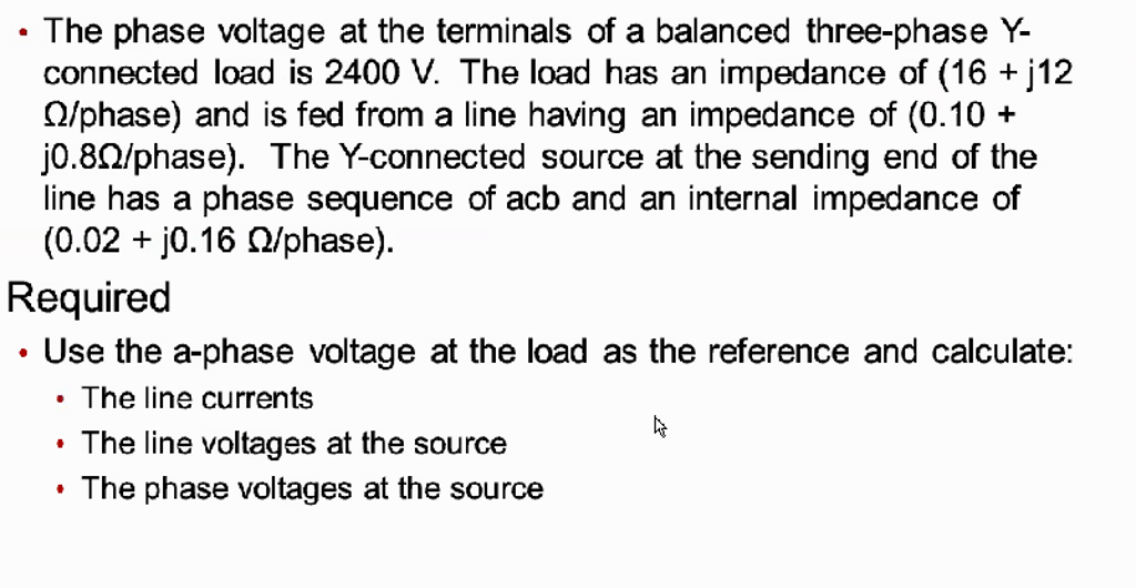 Solved The phase voltage at the terminals of a balanced | Chegg.com