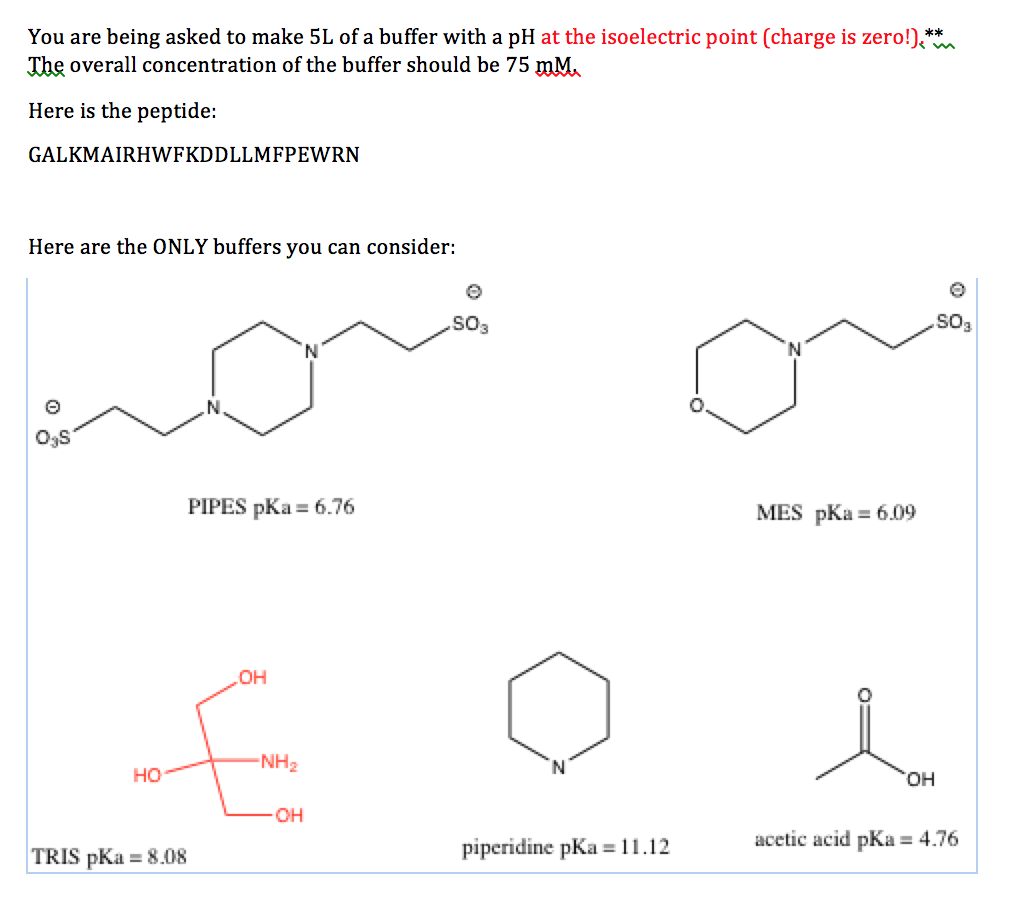 You are being asked to make 5L of a buffer with a pH