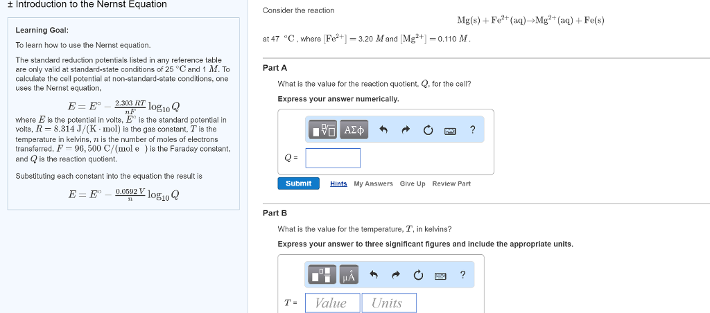 Solved t Introduction to the Nernst Equation Learning Goal: | Chegg.com