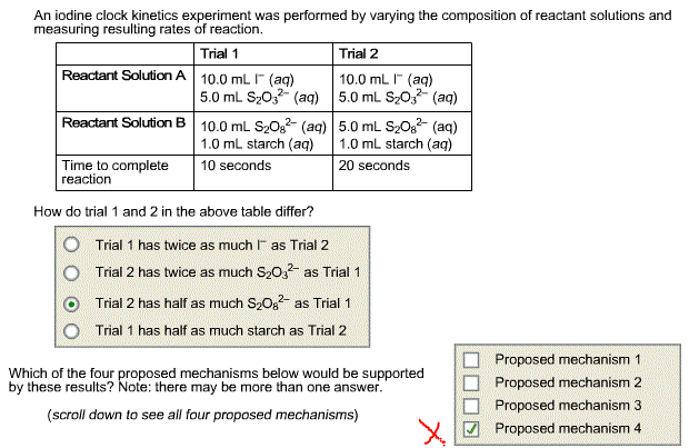 Solved An Iodine Clock Kinetics Experiment Was Performed By | Chegg.com