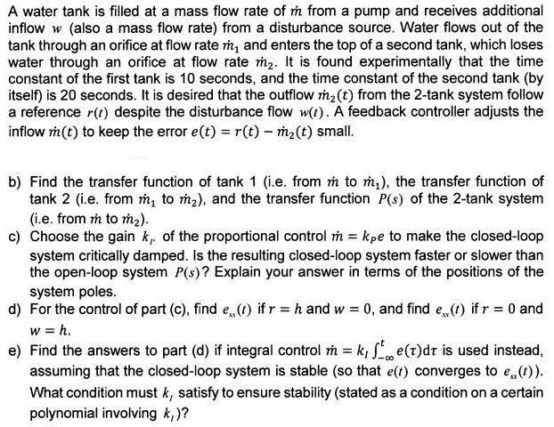 A water tank is filled at a mass flow rate of m from | Chegg.com