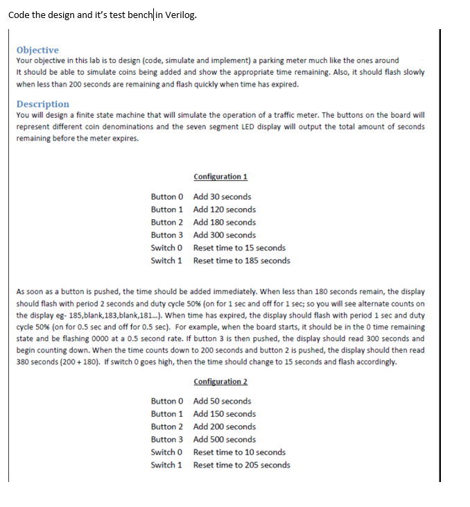 Ode the design and it s test bench in verilog chegg