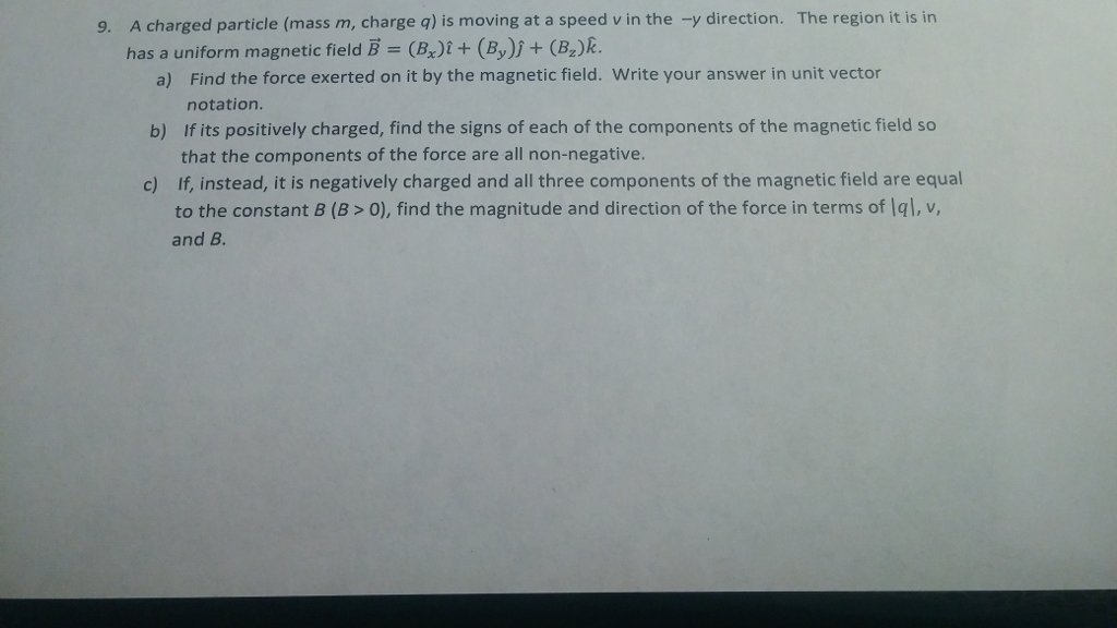 Solved A Charged Particle Mass M Charge Q Is Moving At A