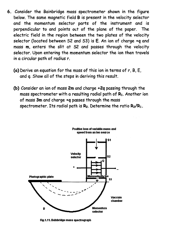 Solved 6. Consider the Bainbridge mass spectrometer shown in | Chegg.com