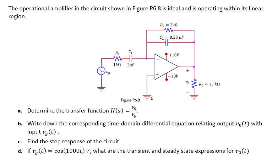 Solved The Operational Amplifier In The Circuit Shown In | Chegg.com