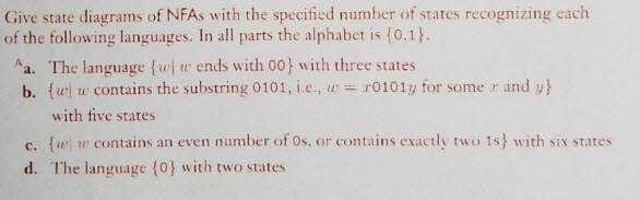 Solved Give State Diagrams Of NFAs With The Specified Number | Chegg.com