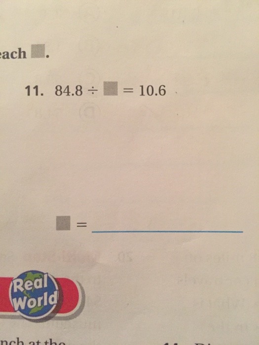 Solved 84.8 dividedby = 10.6 = _________ | Chegg.com