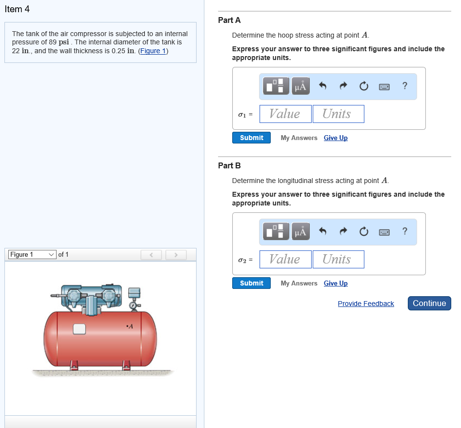 Solved The tank of the air compressor is subjected to an
