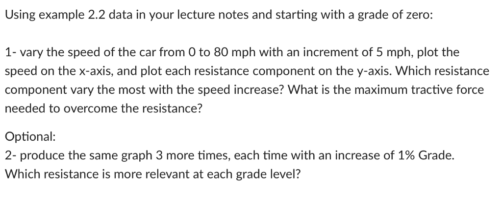 Solved EXAMPLE 2.2 GRADE RESISTANCE A 2000-lb Car Has CD = | Chegg.com