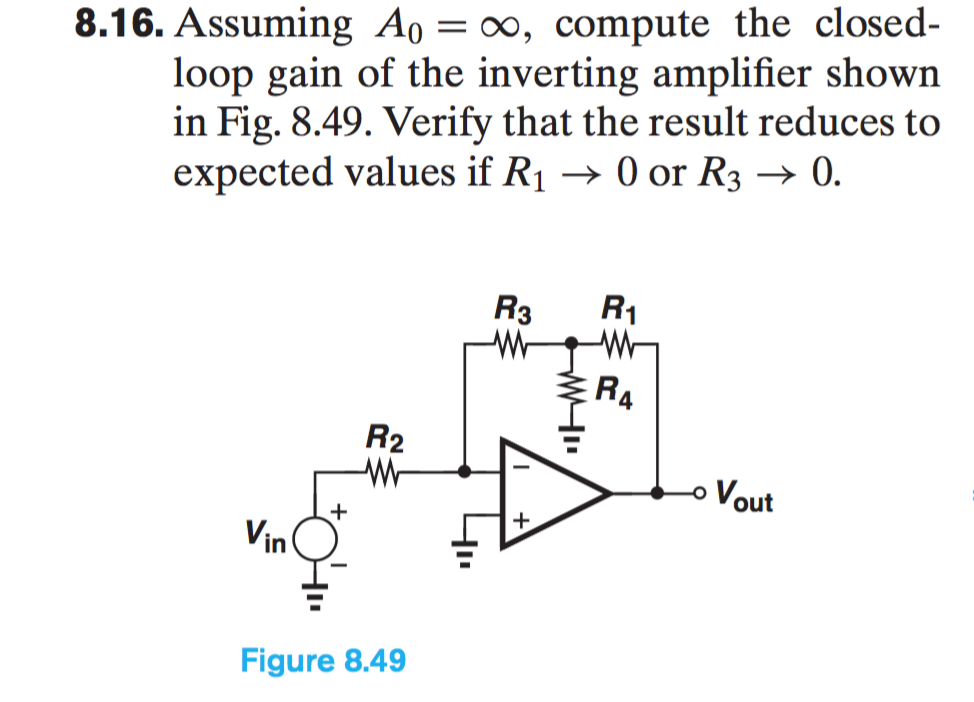 Solved 8.16. Assuming Ao0o, compute the closed loop gain