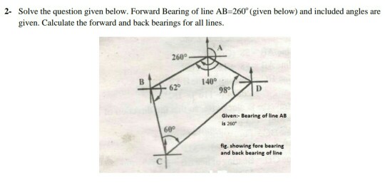 Solved 2 Solve The Question Given Below Forward Bearing Of Line Ab 260 1 Answer 5782