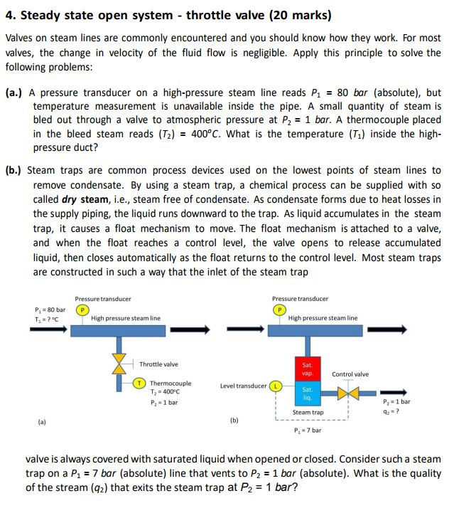 Solved 4. Steady state open system throttle valve (20 marks)