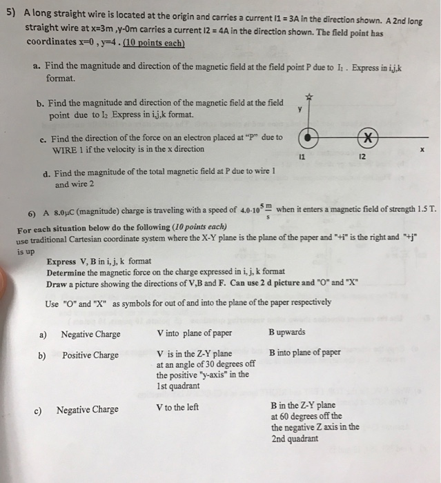 Solved A long straight wire is located at the origin and | Chegg.com