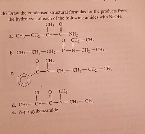 Solved Draw the condensed structural formulas for the | Chegg.com