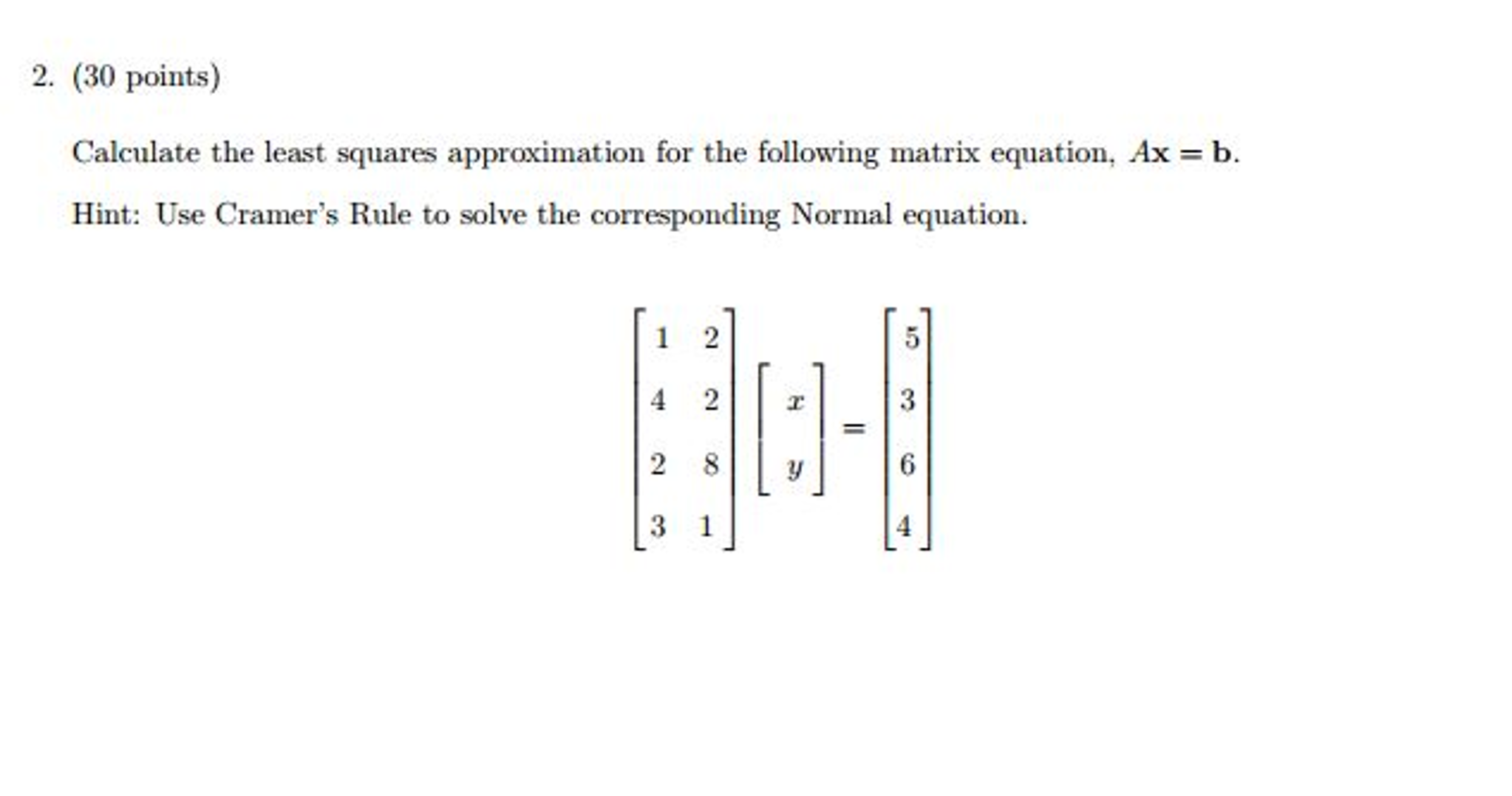 Solved Calculate The Least Squares Approximation For The | Chegg.com